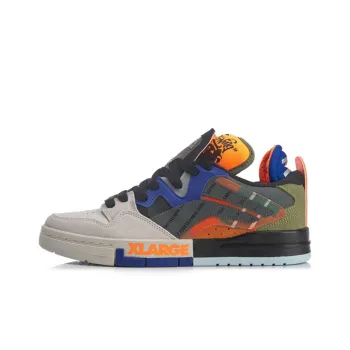 XLARGE x LiNing Coverage Anti Slip And Wear Resistant Low Top Skateboard Shoes Men's Gray Orange