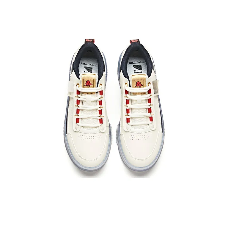 Anta Life Collection Lightweight And Wear-resistant Low-Top Skateboard Shoes Men's White Black Red-2