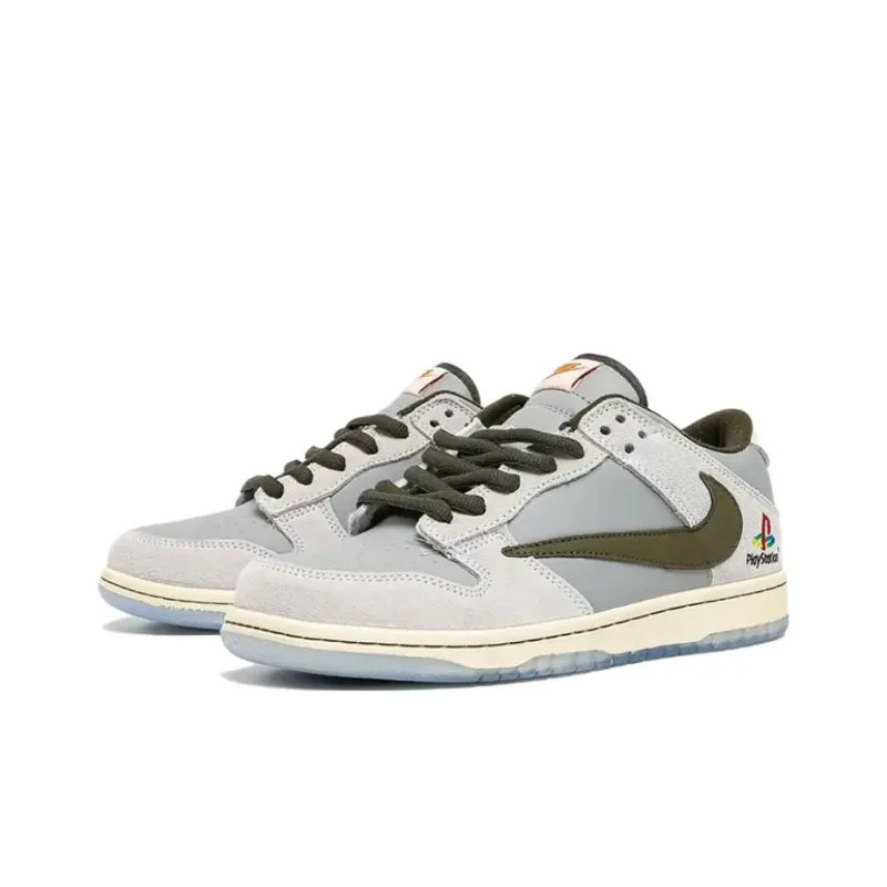 Nike X Travis Scott X PlayStation Dunk Low 'Grey White'-2