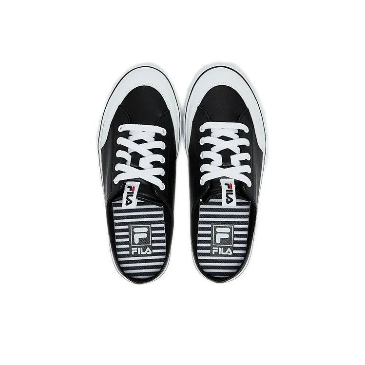 FILA Slip-Resistant Cushioning Wear-Resistant Low-Top Skateboard Shoes Unisex Black White-2