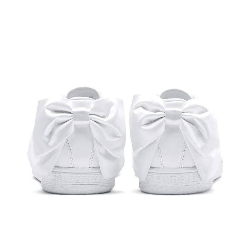 PUMA Basket Bow Patent Shoes White Women's-3