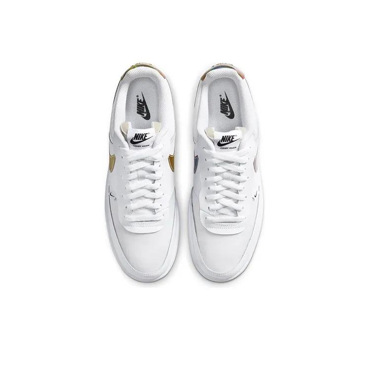 Nike Court Vision Low Premium 'White Rainbow Swoosh'-3