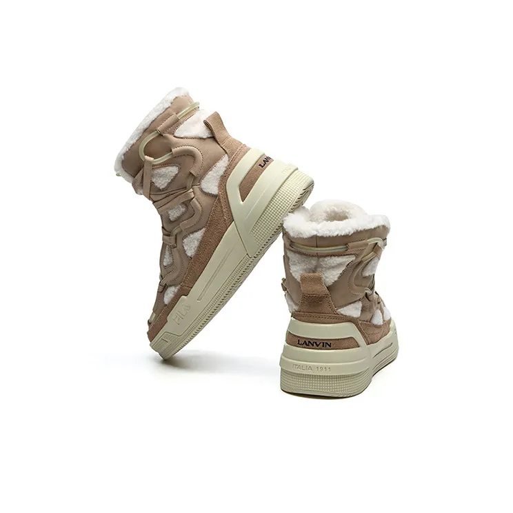 Lanvin x FILA Lanvin High Top Skateboard Shoes Women's Creamy Beige-3