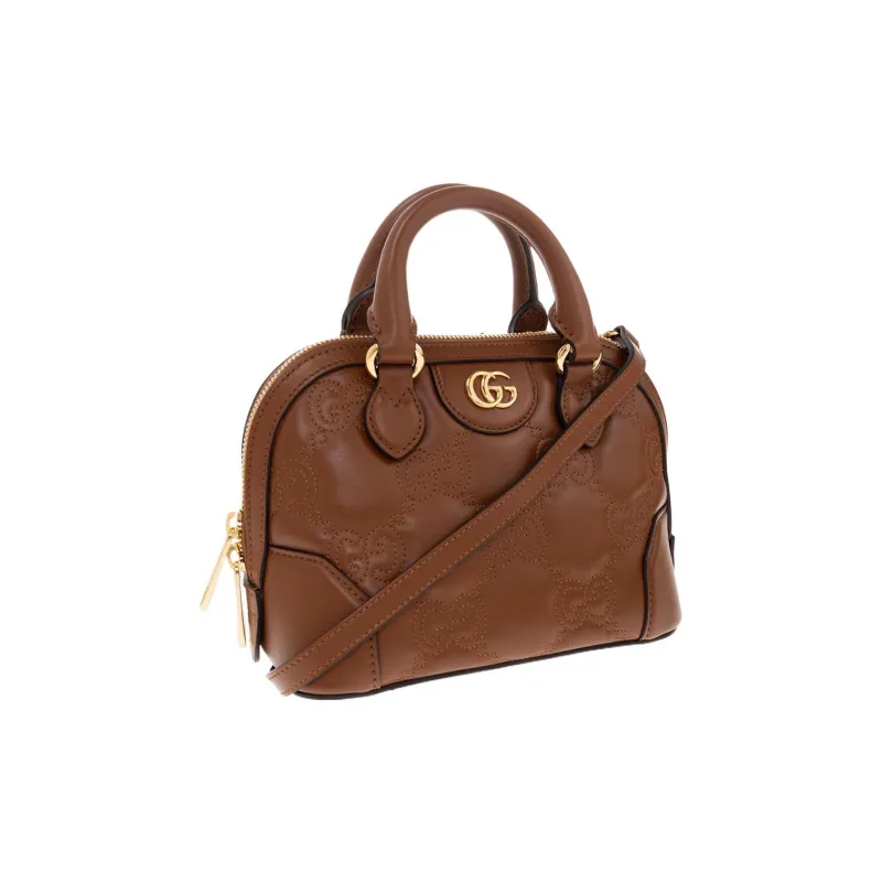 GUCCI GG Matelassé Leather Controller Boston Bag Shoulder Bags Handbags Small Size Women's Brown-1