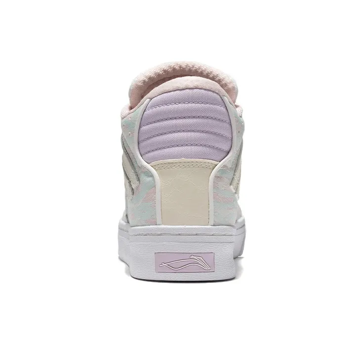 LiNing Wave 180 Anti-Slip And Wear-Resistant Lightweight Mid-Top Skateboard Shoes Women's Champagne White-5