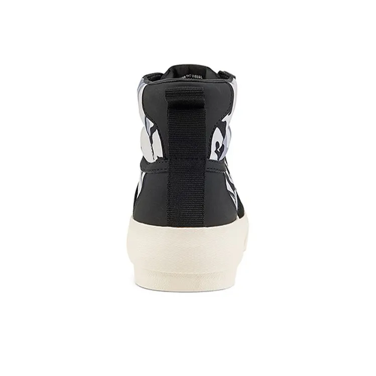 Kappa Wrapping Anti-Slip Shock-Absorbing And Wear-Resistant High-Top Skateboard Shoes Unisex Black White-3