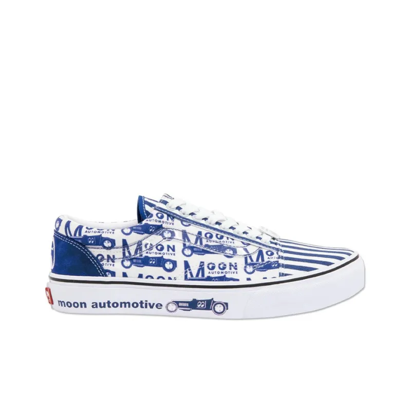Mooneyes x Vans Old Skool Abrasion Resistant Shock Absorbers Low Top Skateboard Shoes Unisex Blue White-1