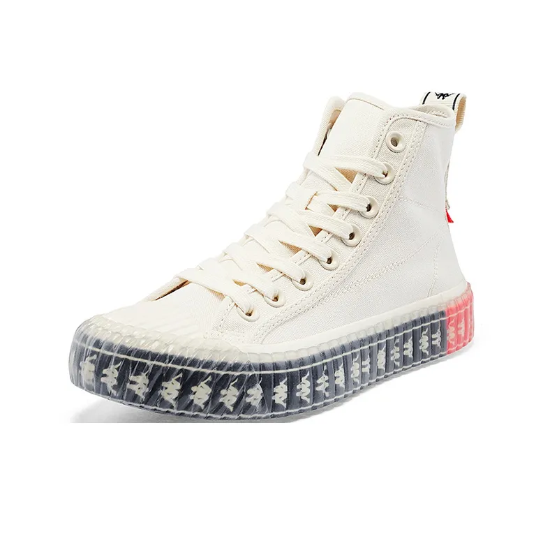 Kappa KOLUMN Breathable Lightweight High Top Skateboard Shoes Unisex White Red-1