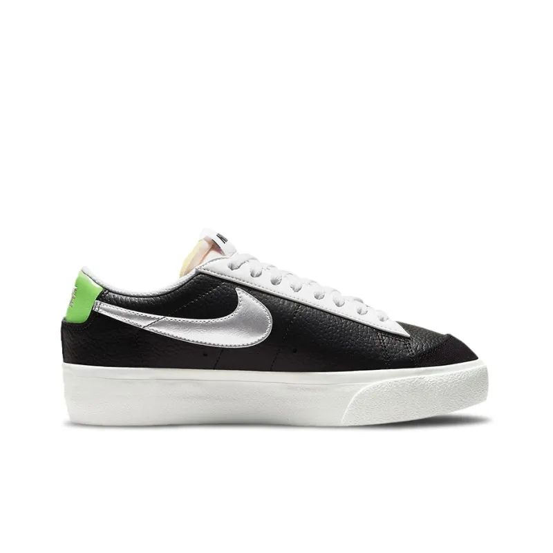 Nike Blazer Low Platform Black Metallic Silver Women's-1