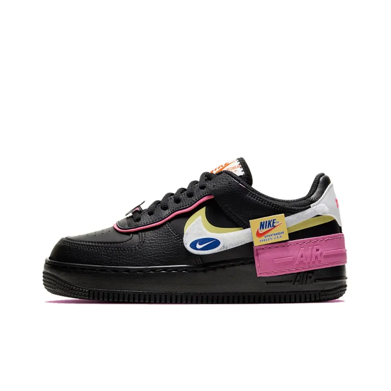 Nike Air Force 1 Low Shadow Removable Patches Black Pink Women's-0