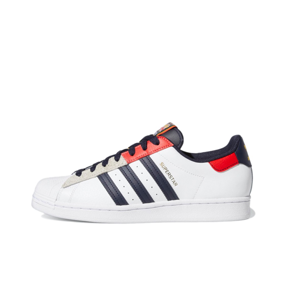 Adidas superstar navy blue and red best sale