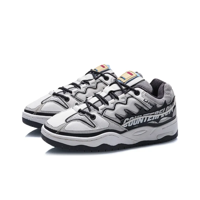 LiNing CF Hello Earth Collection Low-Top Skateboard Shoes Men's White Gray-2
