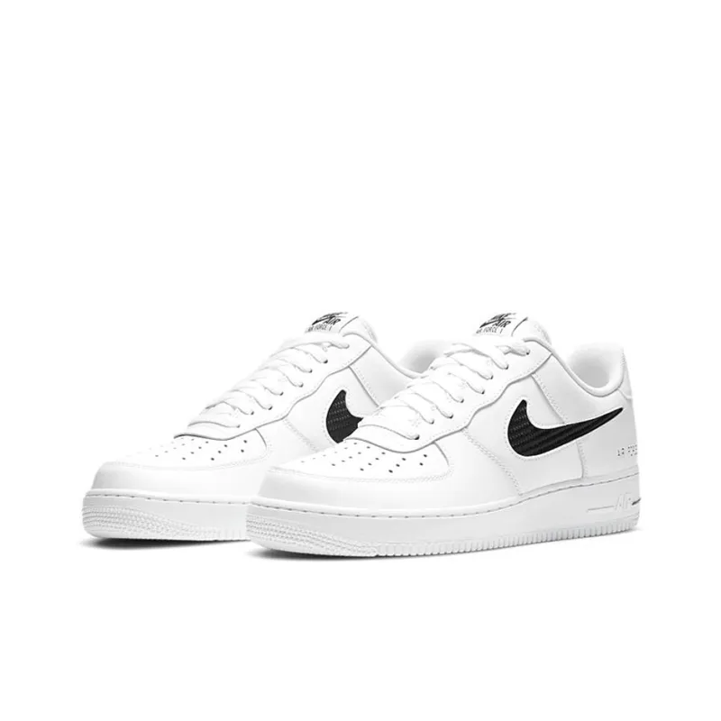Nike Air Force 1 Low Cut Out Swoosh White Black-2