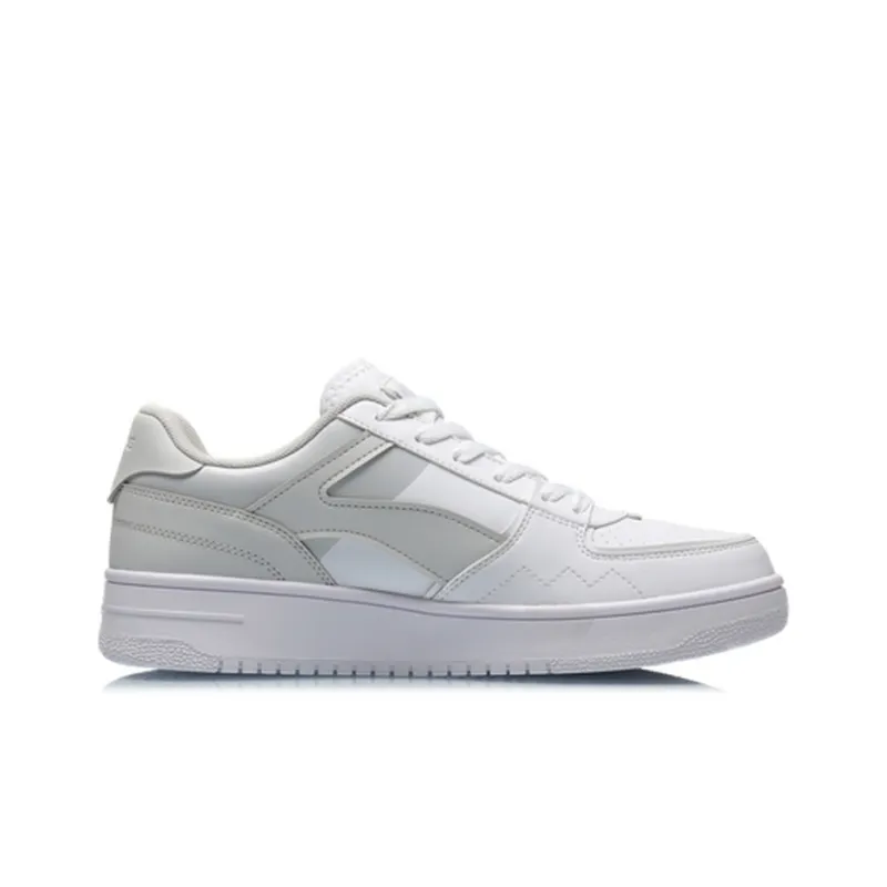 LiNing Versatile Strategy Anti Slip Wear Resistant Low Top Skateboard Shoes Men's White Gray-1