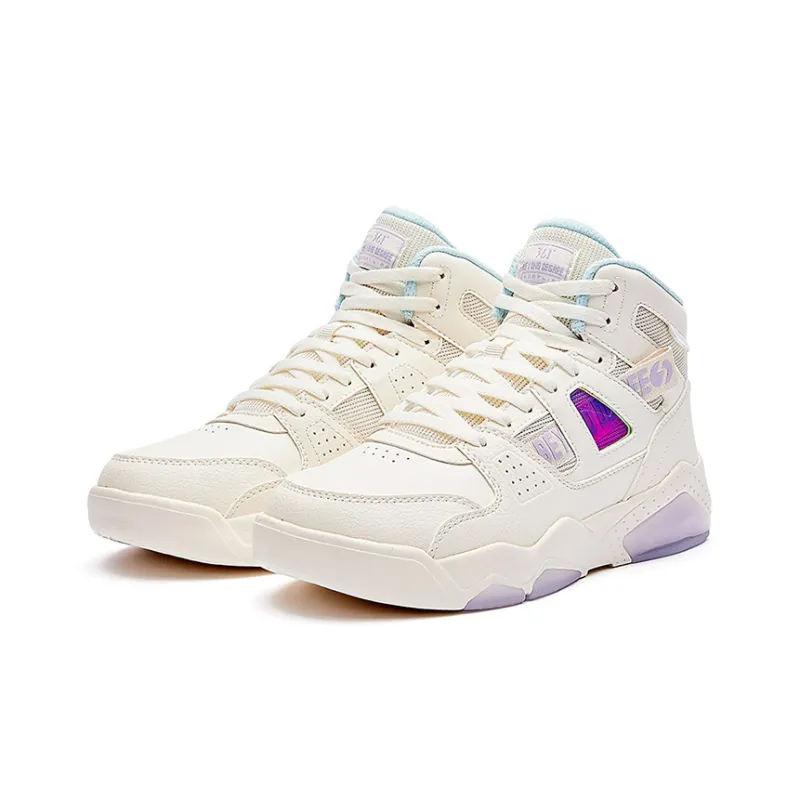361° Warm Anti Slip And Wear Resistant High Top Skateboard Shoes Women's White Purple-3