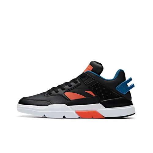 ANTA Skateboard Shoes Men Low-Top Black/Fluorescent Energy Orange/ANTA White