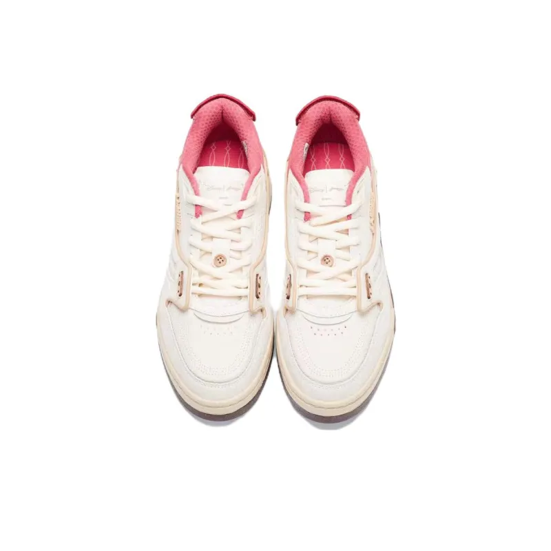 Disney x LiNing 001 BTC Anti Slip Wear Resistant Low Top Skateboard Shoes Men's White Brown-2