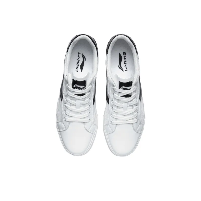 LiNing Wear Resistant Low Top Skateboard Shoes Men's White Black-3