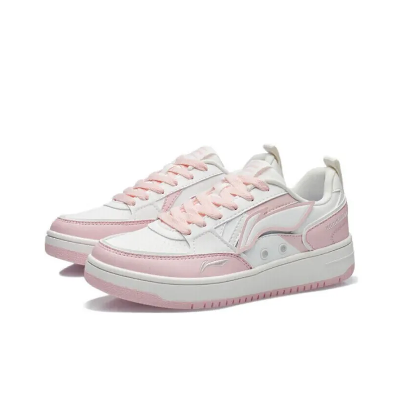 LINING Skateboard Shoes Women's Low Top White/Pink-2