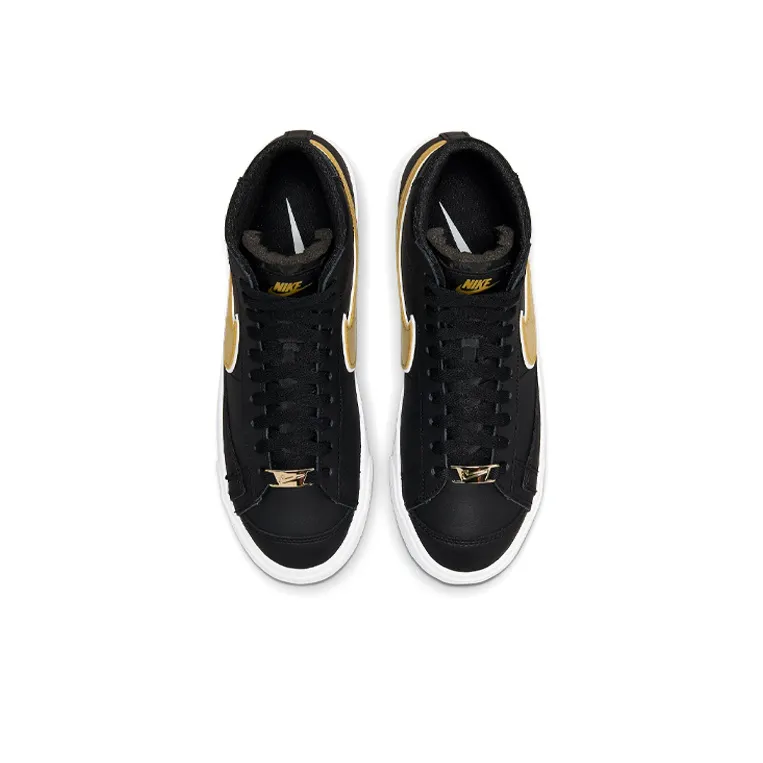 Nike Blazer Mid 77 Essential Black Metallic Gold Women's-2