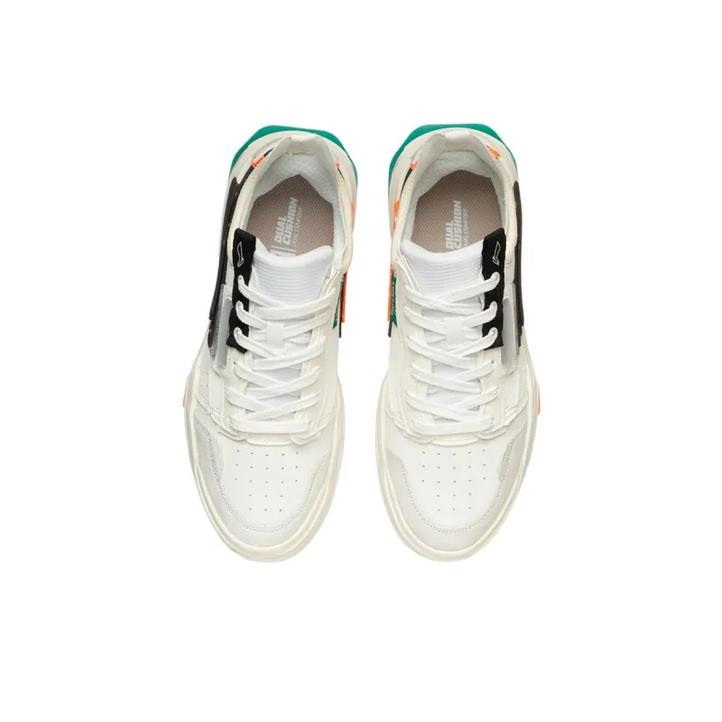 LiNing Cushioning Wear-Resistant Low-Top Skateboard Shoes Women's White Black-3