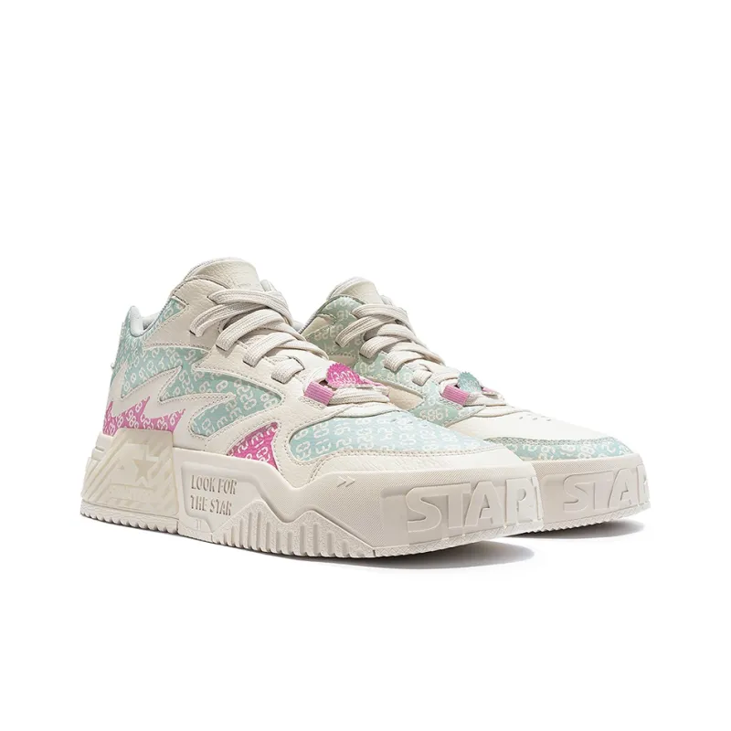 Jony J x STARTER Anti Slip And Wear Resistant Lightweight Low Top Skateboard Shoes Men's White Pink Blue-3