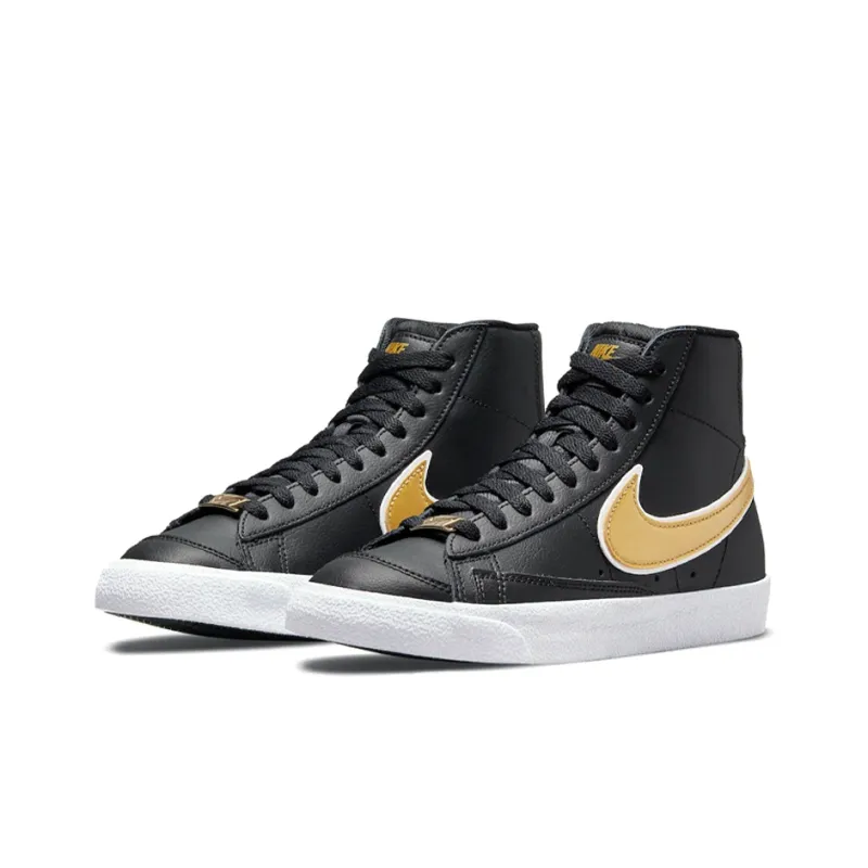 Nike Blazer Mid 77 Essential Black Metallic Gold Women's-1