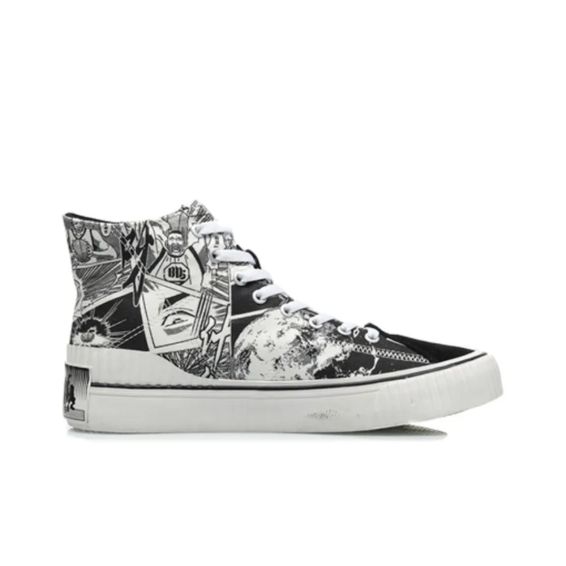 LiNing Badfive Badfive Anti Slip Wear Resistant High Top Skateboard Shoes Men's White Black-1