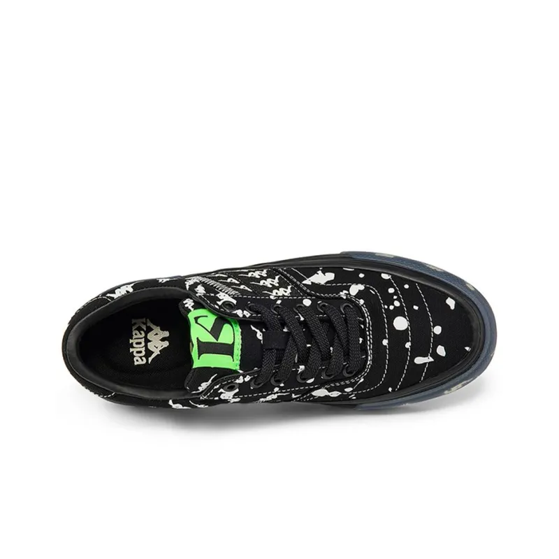 Kappa Low Top Skateboard Shoes Unisex Black White Green-3
