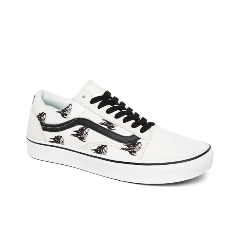 Old Skool Sixty Sixers X ComfyCush Vans 'Skull Print White'-2