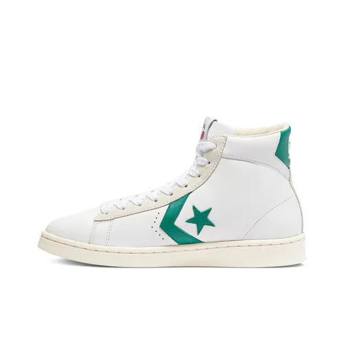 Converse Cons Pro Leather Skateboard Shoes Unisex High-Top White/Green