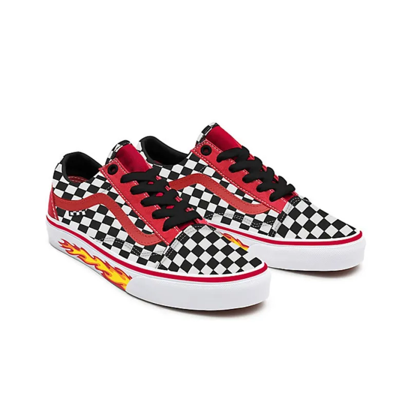 Vans Customs Checkerboard Flame Old Skool Black/RedChessboard Blackred-2