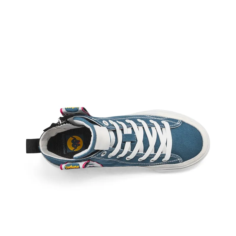 Kappa PLAYER Non slip Lightweight High Top Skateboard Shoes Unisex Blue Black-4