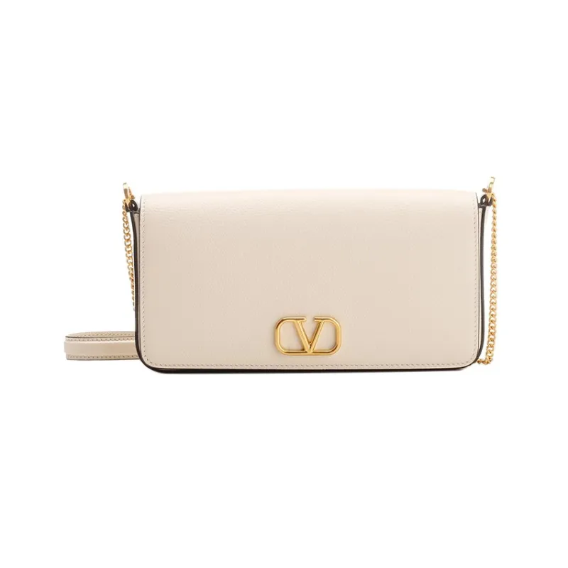 Valentino Cow Leather One Shoulder Crossbody Clutch Regular Women's Ecru-0