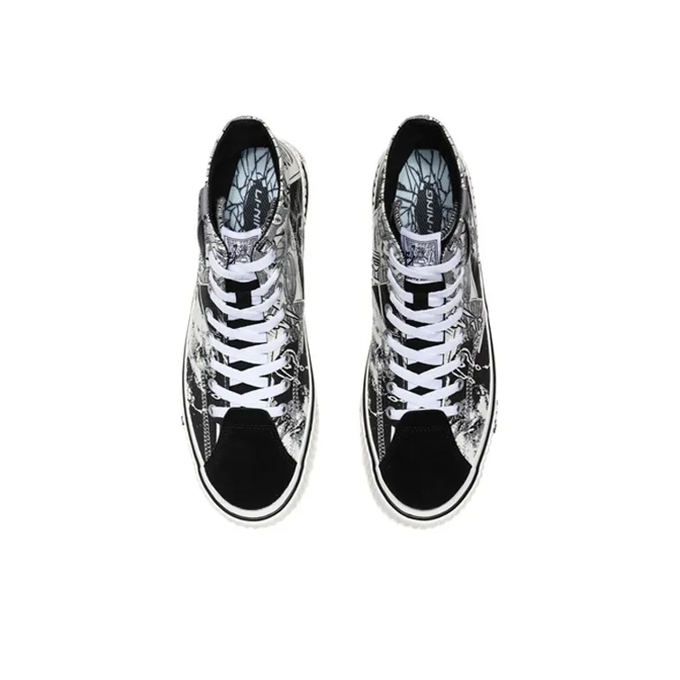LiNing Badfive Badfive Anti Slip Wear Resistant High Top Skateboard Shoes Men's White Black-3