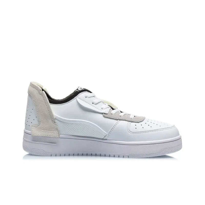 LiNing CF Disordered Wear Resistant Slip Resistant Low Top Skateboard Shoes Women's White Red-1