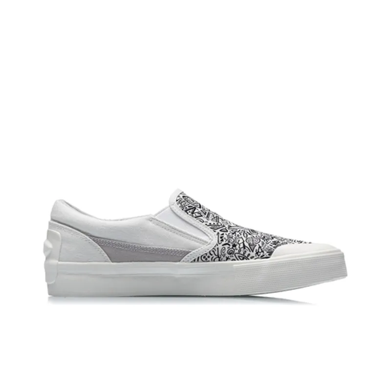 LiNing SLIP ON Low Top Skateboard Shoes Women's White-1