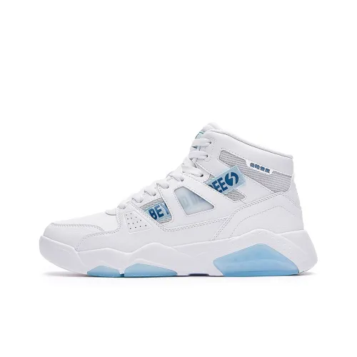 361° Xingran Slip-Resistant Cushioning Wear-Resistant High-Top Skateboard Shoes Men's White Blue