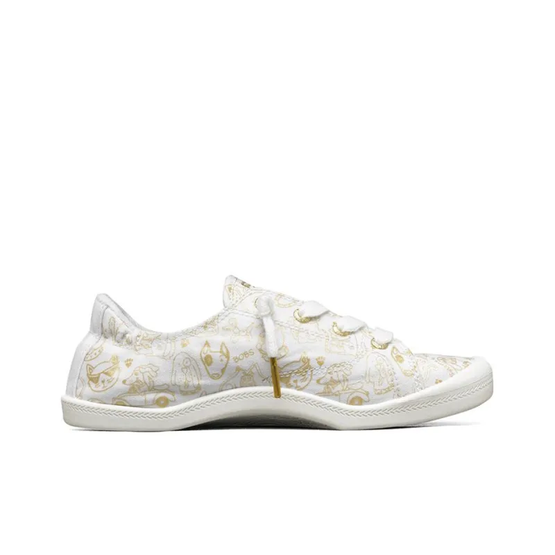 Skechers BEACH BINGO Coverage Lightweight Breathable Slip-Resistant Low-Top Skateboard Shoes Women's White Gold-1