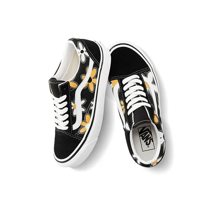 Vans Style 36 Retro Casual Skateboarding Shoes Unisex Black Printing 'Black Yellow White'-4