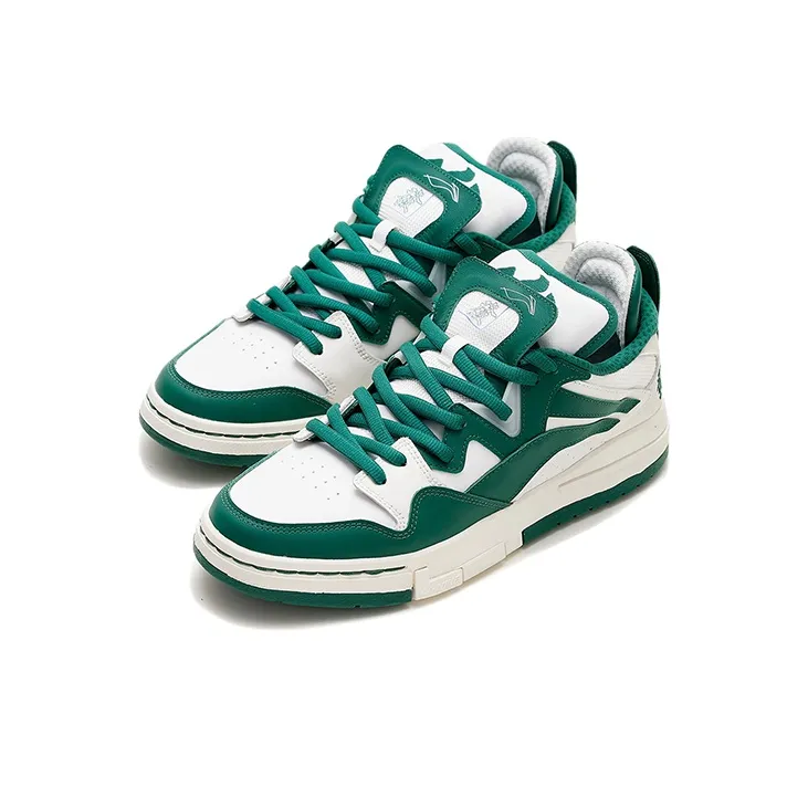 LiNing Wave Pro Durable Breathable Low-Top Skateboard Shoes Women's Green White-2