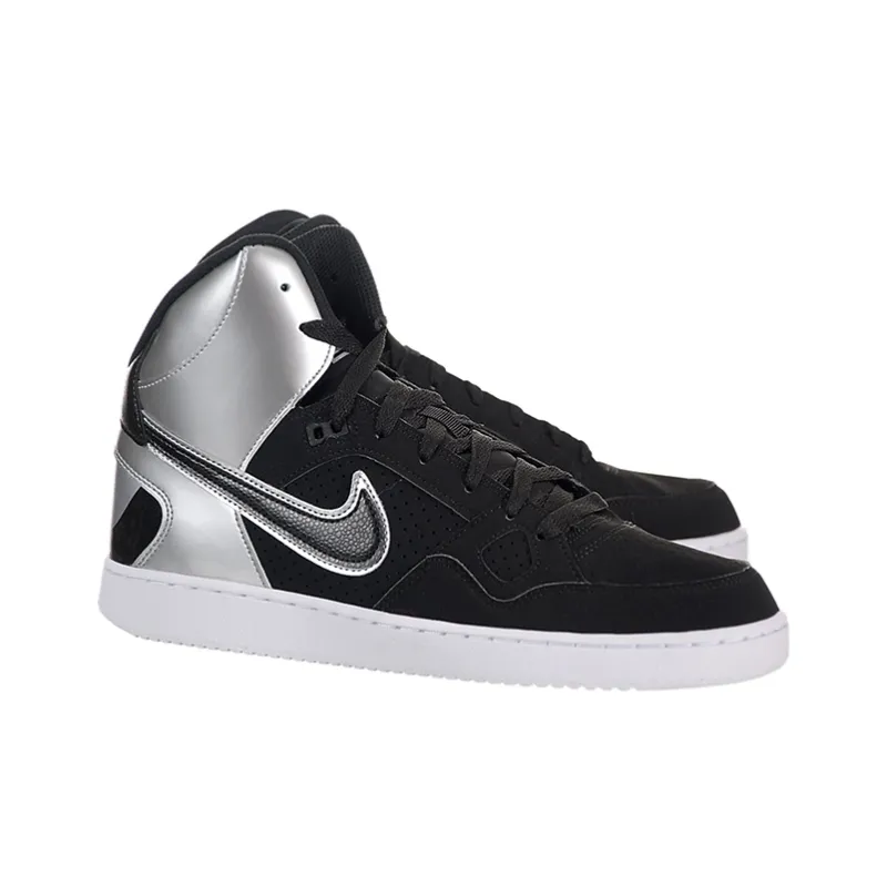 Nike Son Of Force Mid Slip-Resistant Cushioning Wear-Resistant High-Top Skateboard Shoes Men's Black Silver-1