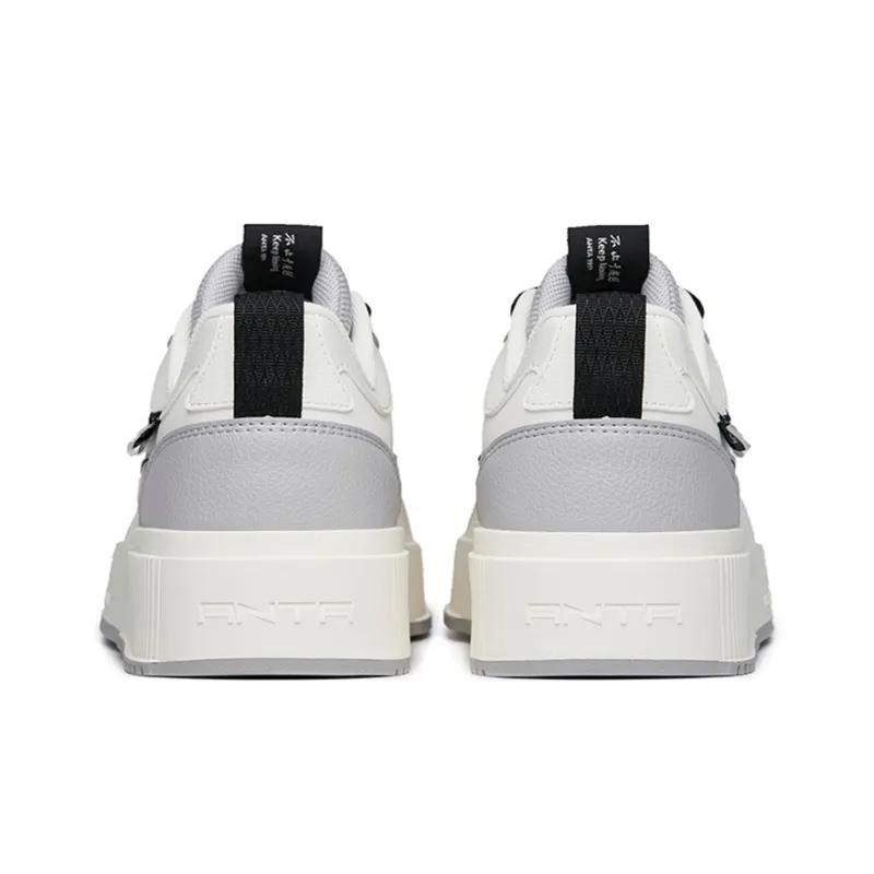 Anta Life Collection Anti-Slip Wear-Resistant Low-Top Skateboard Shoes White Gray-3