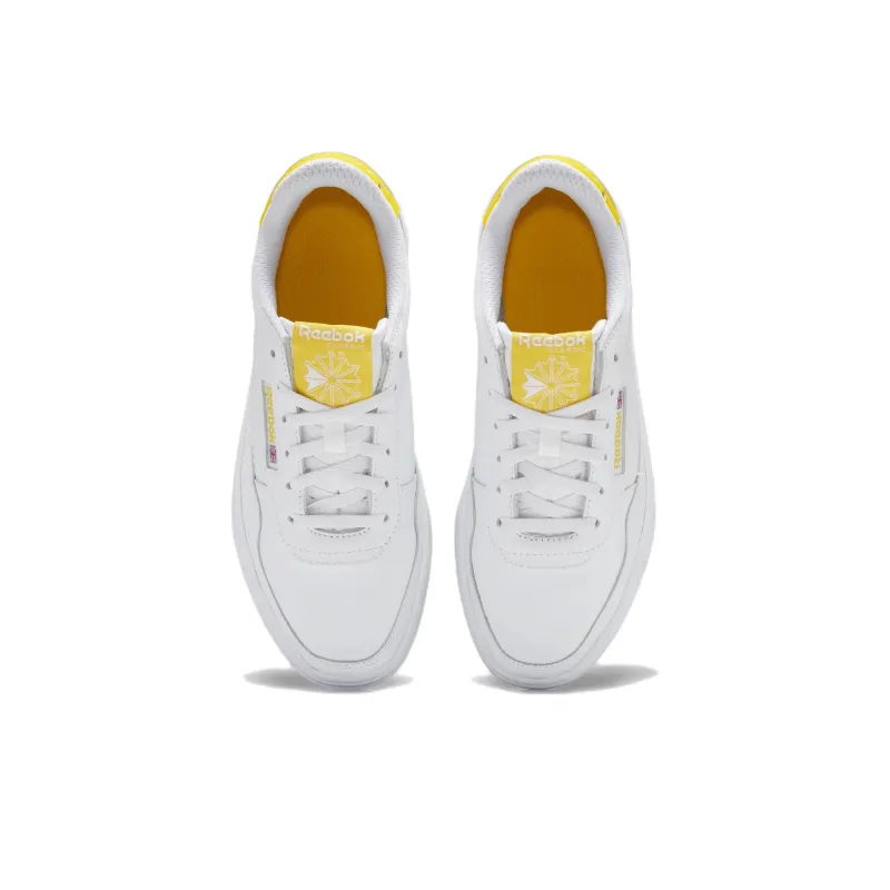 Reebok Court Peak Anti-Slip And Wear-Resistant Lightweight Low-Top Skateboard Shoes Women's White Yellow-4