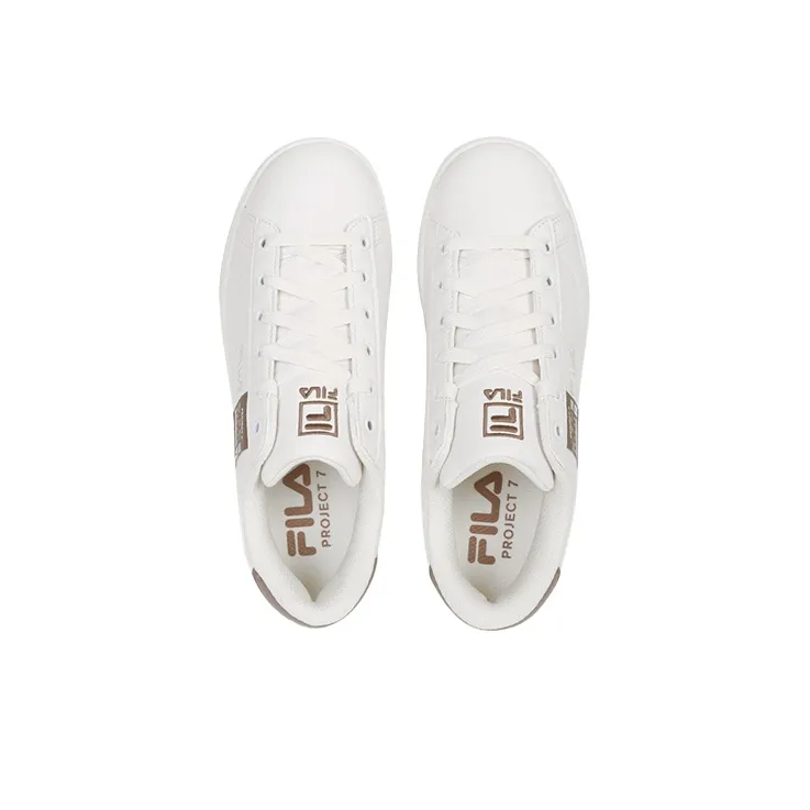 FILA Project 7 Slip Resistant, Abrasion Resistant, Lightweight Low Top Skateboard Shoes Unisex White Brown Korean Style-2