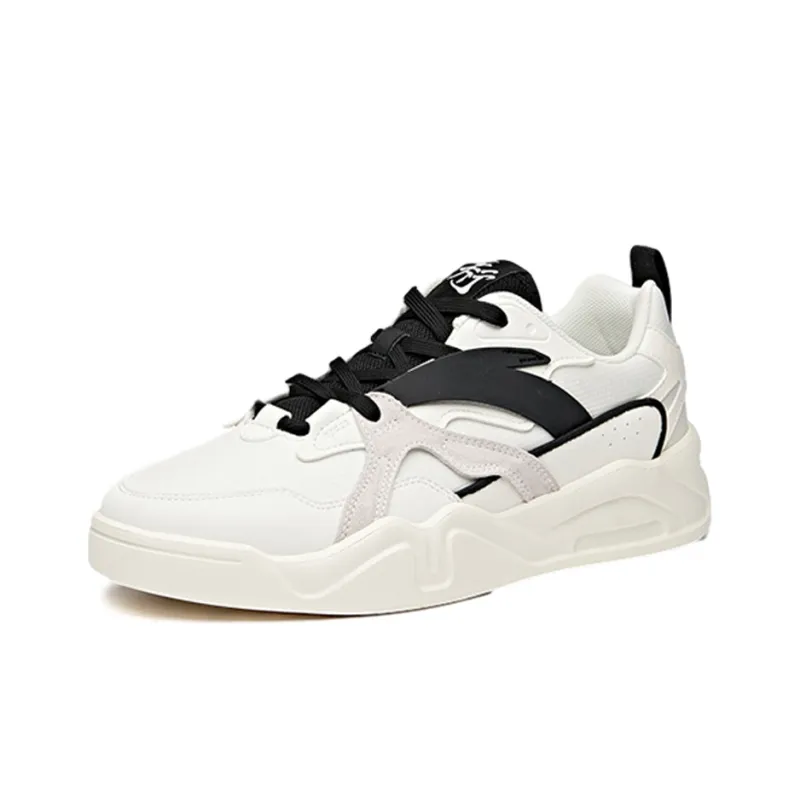 Anta Slip Resistant Cushioning Wear Resistant Low Top Skateboard Shoes Men's Black White-2