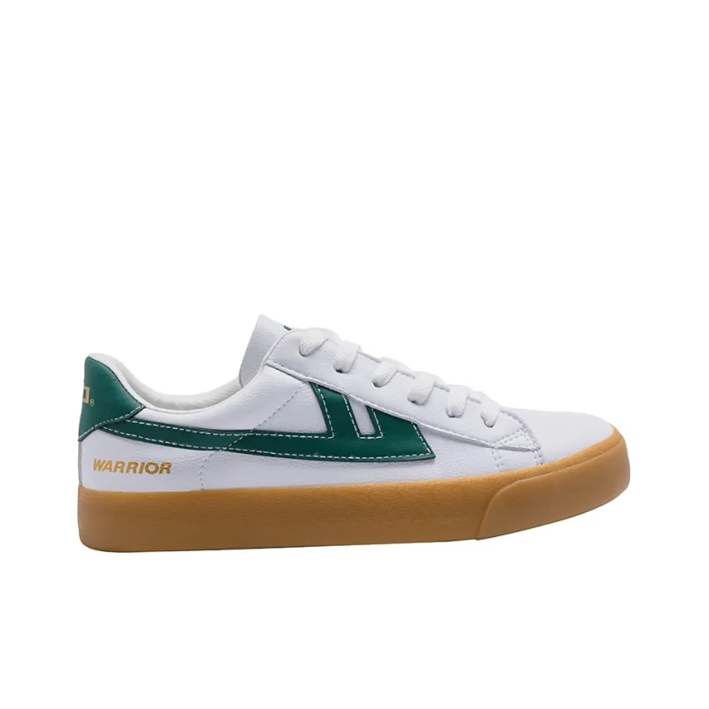 Warrior Cushioning Wear Resistant Low Top Skateboard Shoes Unisex White Dark Green-1