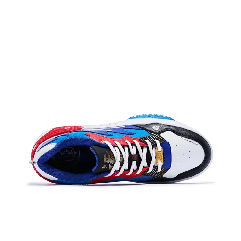 RIGORER Anti-Slip Wear-Resistant Low-Top Skateboard Shoes Men's Blue Red White-4