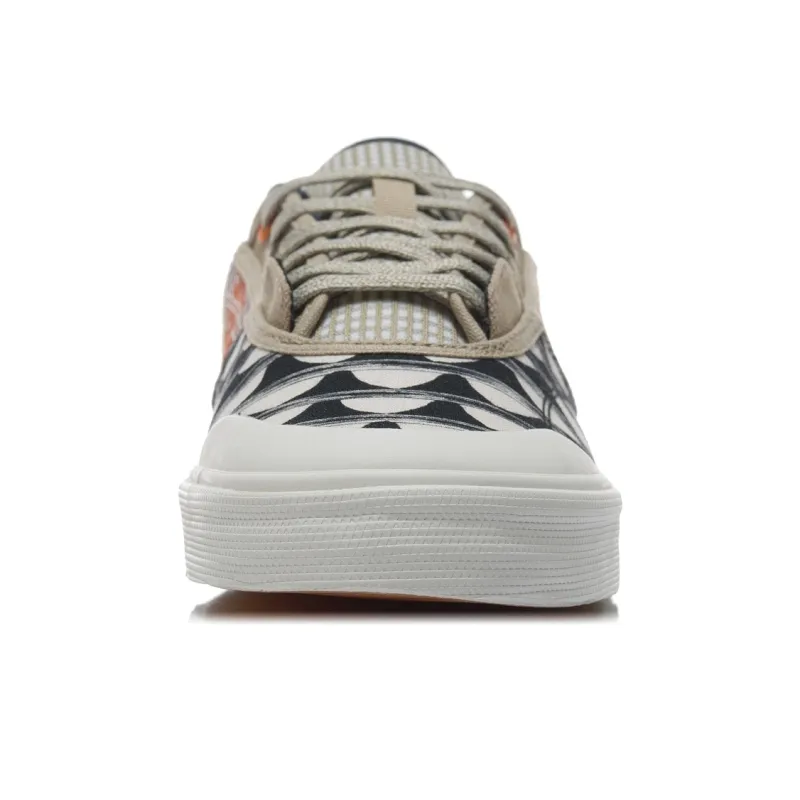 LiNing Wear-resistant Lightweight Breathable And Non-slip. Low-Top Skateboard Shoes Men's White Blue Brown-4