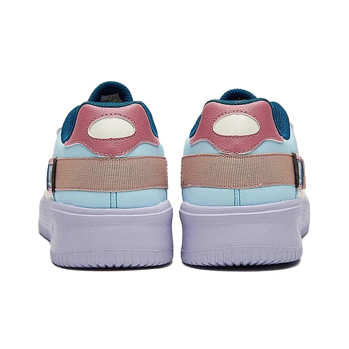 361° Anti Slip And Wear Resistant Lightweight Low Top Skateboard Shoes Women's White Blue-2